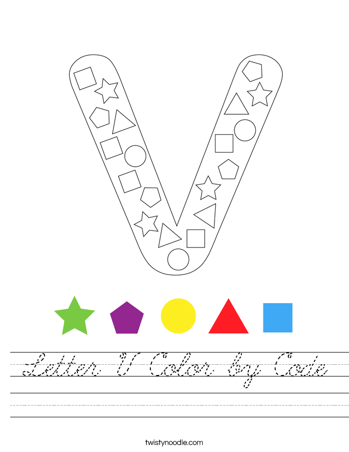 Letter V Color by Code Worksheet