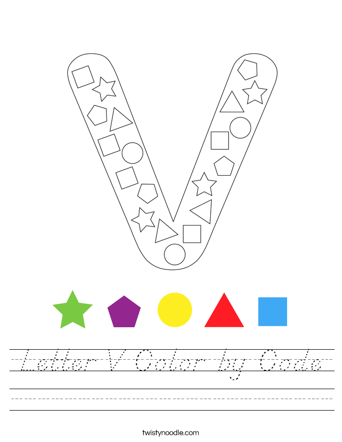 Letter V Color by Code Worksheet