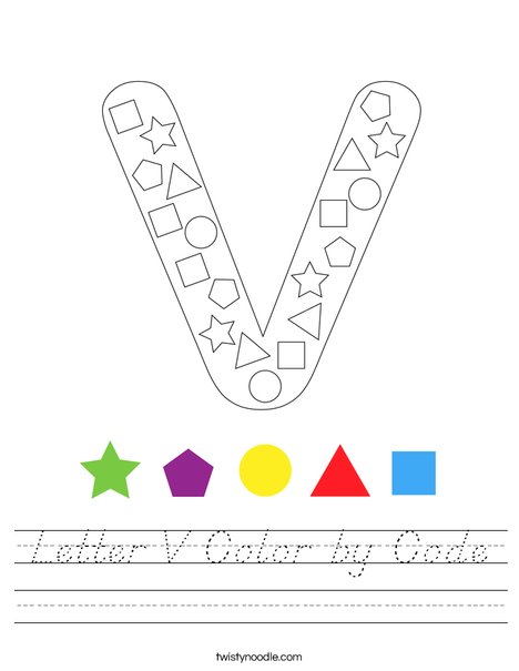 Letter V Color by Code Worksheet