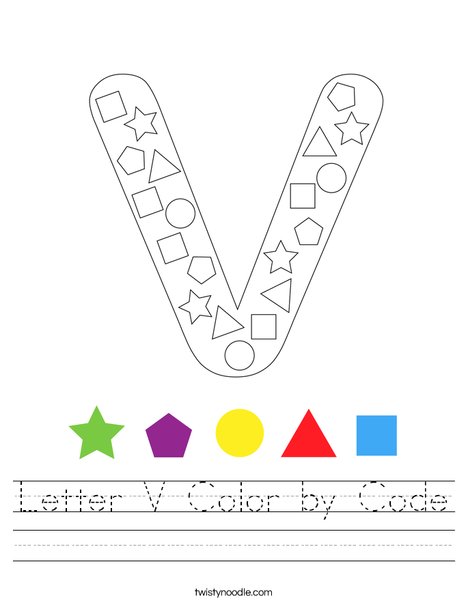 Letter V Color by Code Worksheet