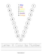 Letter V Color by Number Handwriting Sheet
