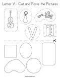 Letter V- Cut and Paste the Pictures Coloring Page