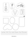 Letter V- Cut and Paste the Pictures Worksheet
