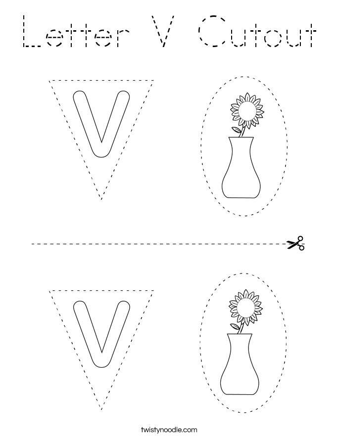 Letter V Cutout Coloring Page