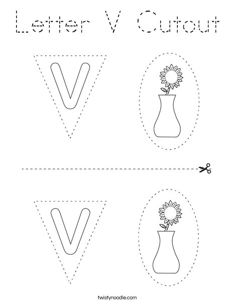 Letter V Cutout Coloring Page