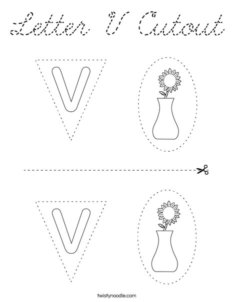 Letter V Cutout Coloring Page