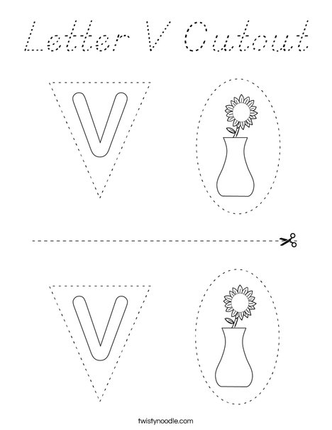 Letter V Cutout Coloring Page