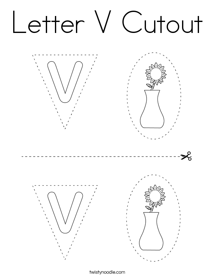 Letter V Cutout Coloring Page