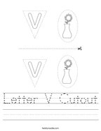 Letter V Cutout Handwriting Sheet