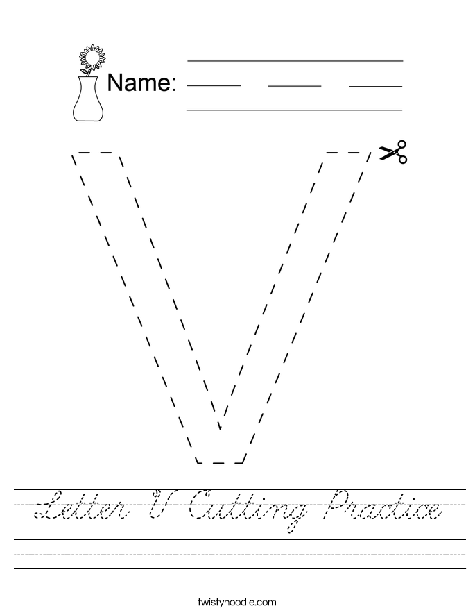 Letter V Cutting Practice Worksheet