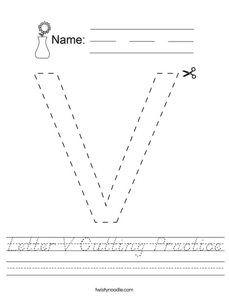Letter V Cutting Practice Worksheet