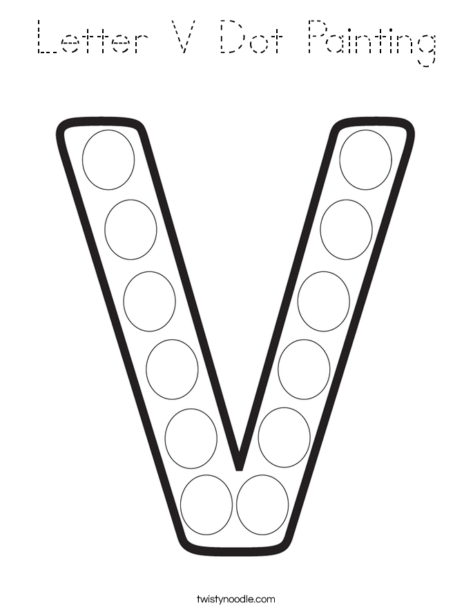 Letter V Dot Painting Coloring Page