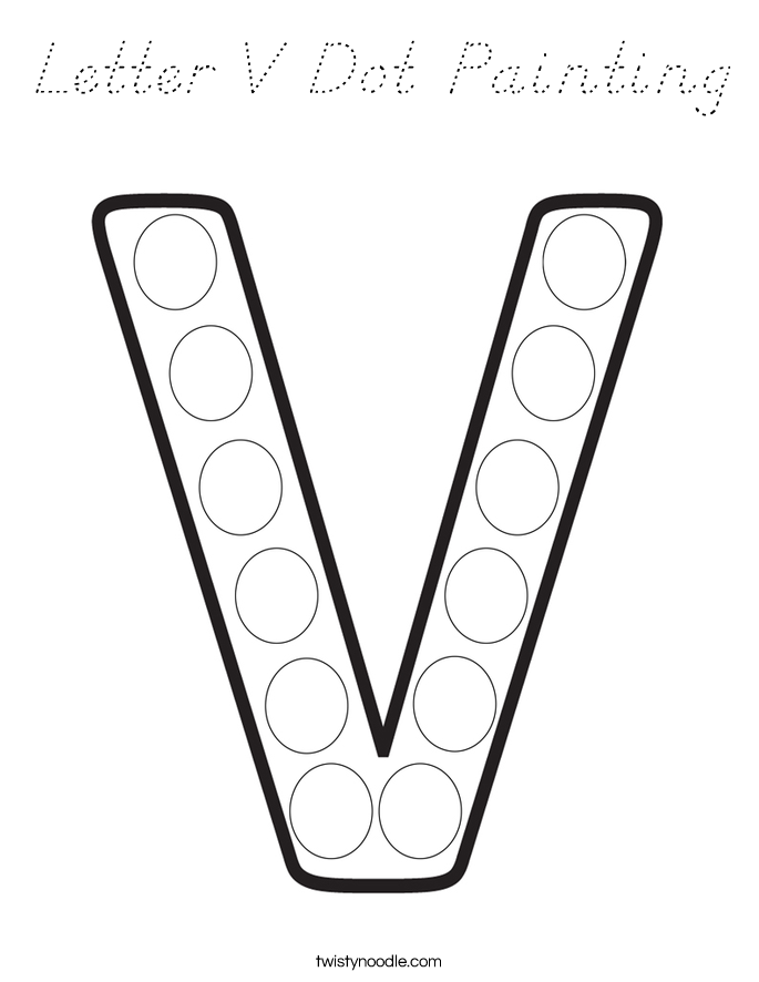 Letter V Dot Painting Coloring Page
