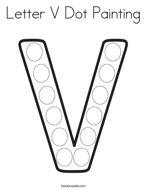 Letter V Dot Painting Coloring Page