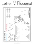 Letter V Placemat Coloring Page