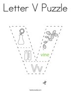 Letter V Puzzle Coloring Page
