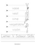 Letter V Scissor Skills Worksheet