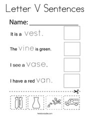 Letter V Sentences Coloring Page