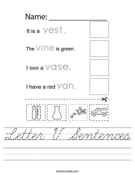 Letter V Sentences Worksheet