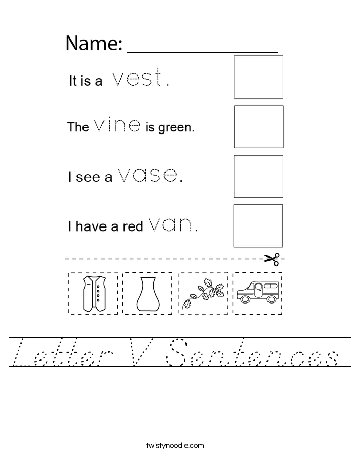 Letter V Sentences Worksheet
