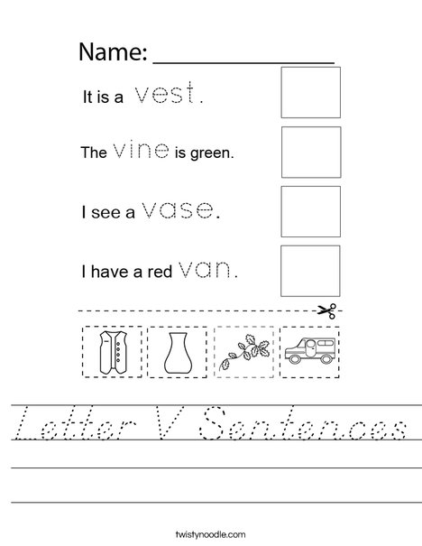 Letter V Sentences Worksheet