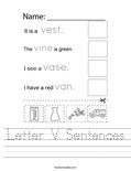 Letter V Sentences Worksheet