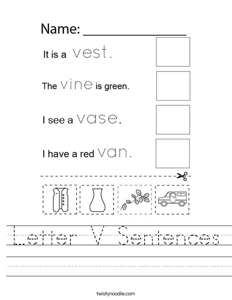 Letter V Sentences Worksheet