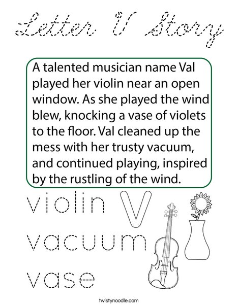 Letter V Story Coloring Page