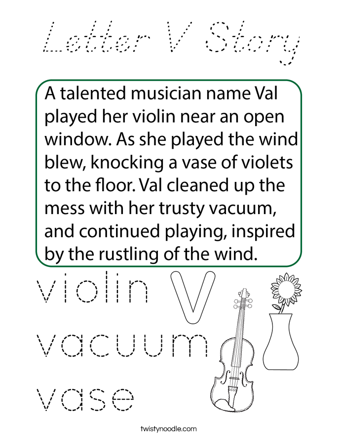 Letter V Story Coloring Page