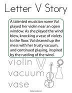 Letter V Story Coloring Page