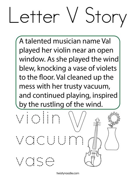 Letter V Story Coloring Page