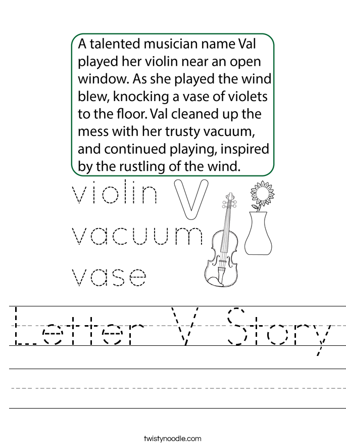 Letter V Story Worksheet - Twisty Noodle