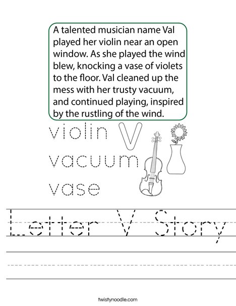 Letter V Story Worksheet