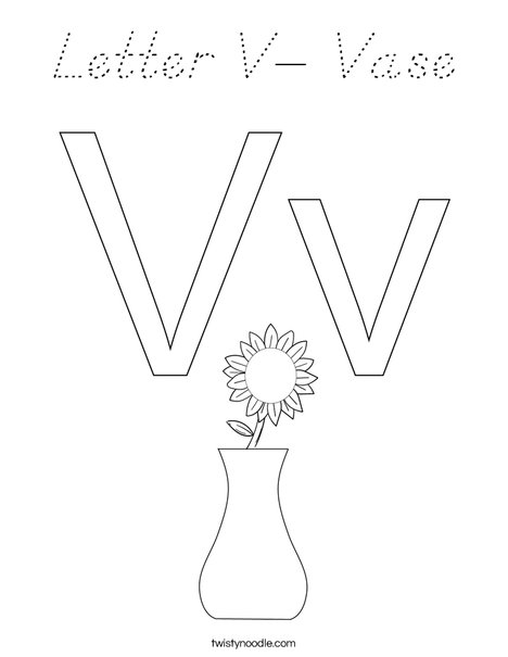 Letter V- Vase Coloring Page