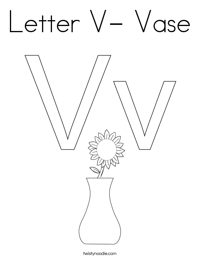 Letter V- Vase Coloring Page