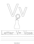 Letter V- Vase Handwriting Sheet