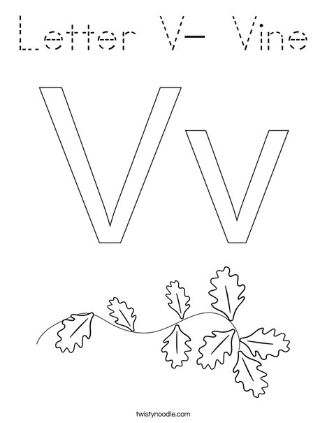 Letter V- Vine Coloring Page