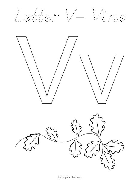 Letter V- Vine Coloring Page