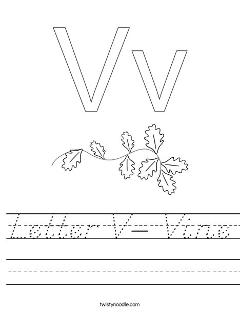 Letter V- Vine Worksheet