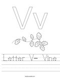 Letter V- Vine Worksheet