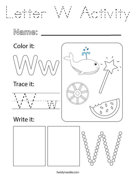 Letter W Activity Coloring Page