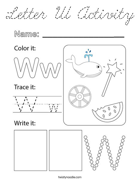 Letter W Activity Coloring Page