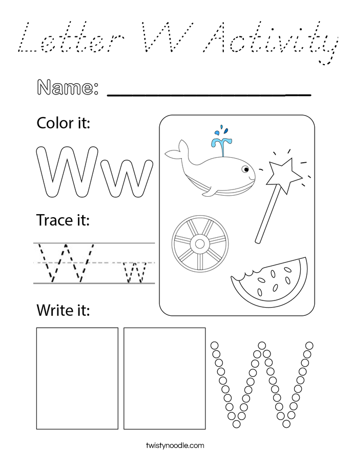 Letter W Activity Coloring Page