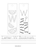 Letter W Bookmark Worksheet