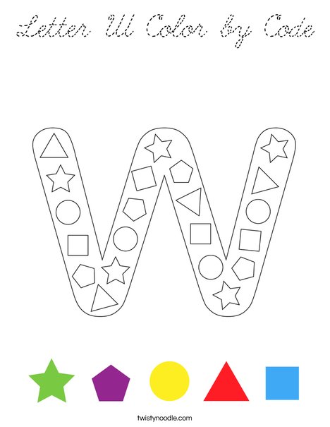 Letter W Color by Code Coloring Page