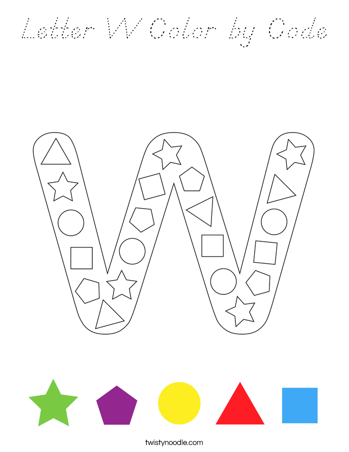 Letter W Color by Code Coloring Page