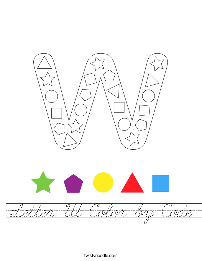 Letter W Color by Code Worksheet