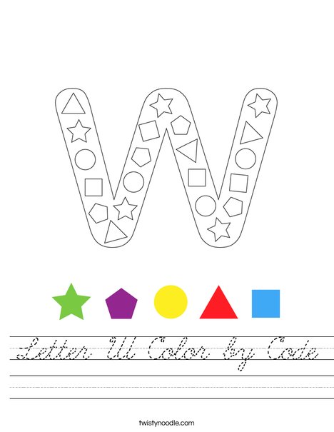 Letter W Color by Code Worksheet