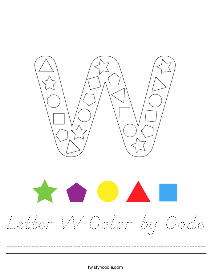 Letter W Color by Code Worksheet