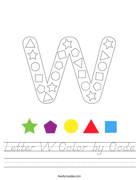 Letter W Color by Code Worksheet